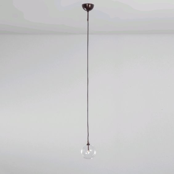 Black gunmetal industrial ceiling pendant light with clear glass globe lampshade