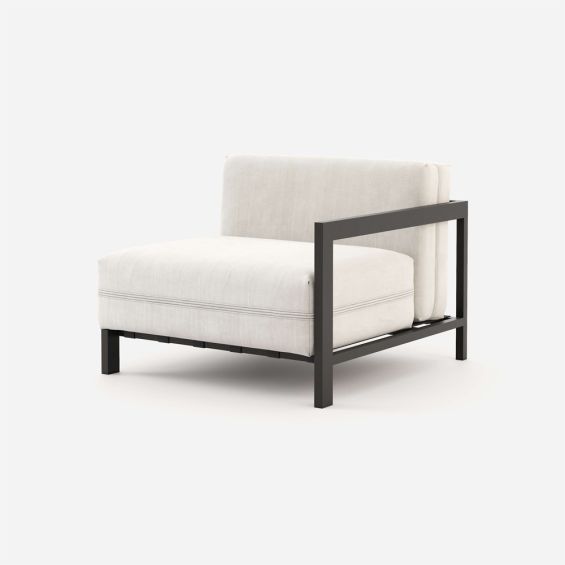 White, modular, right-hand facing armrest seating with dark frame