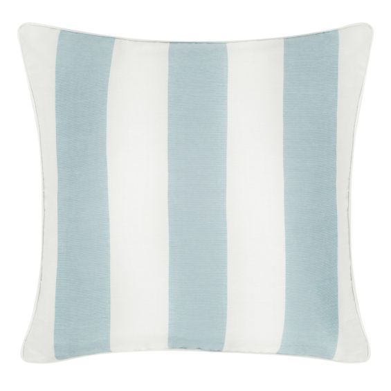 luxurious blue and ivory striped silk cushion