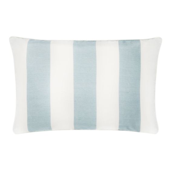 cosy silk cushion with blue and ivory stripes