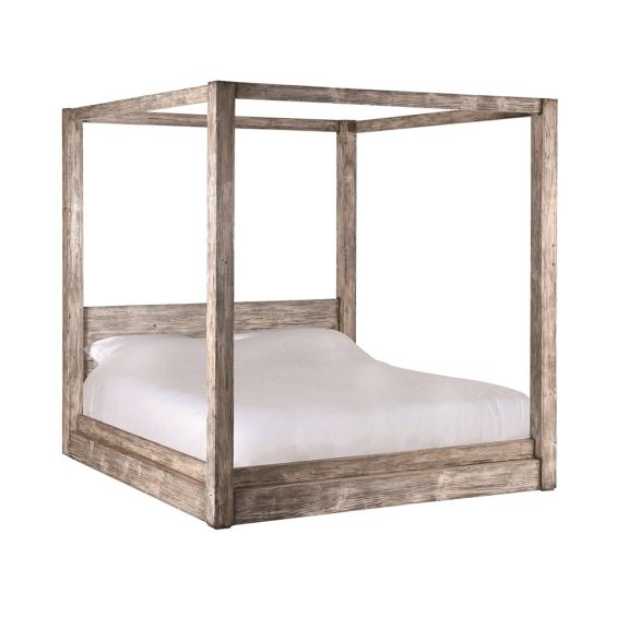 A statement, four posted bed crafted from old pine