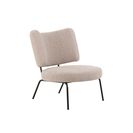 Textured cream lounge chair with thin black legs