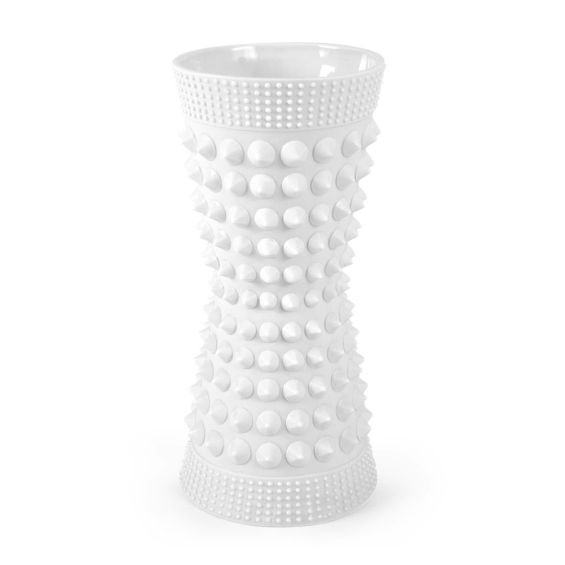 Contemporary white studded tapered vase by Jonathan Adler