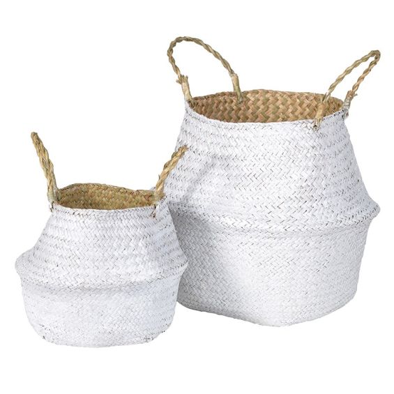 Charmer White Grass Baskets - Set of 2
