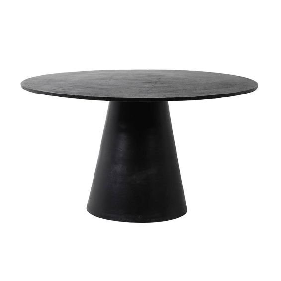 Contemporary round dining table in charcoal finish