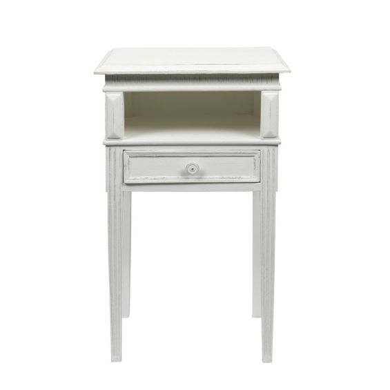 wooden french style white  bedside table