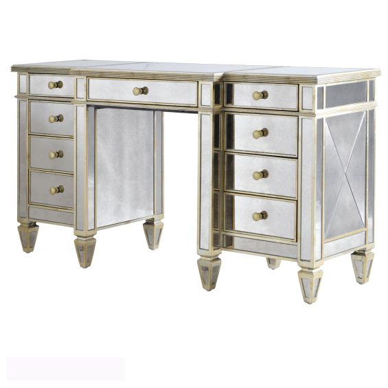 Smoked mirror finish gold desk