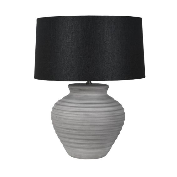 Sleek, side lamp with black linen shade