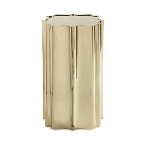 Glamorous plinth-design side table in gold finish