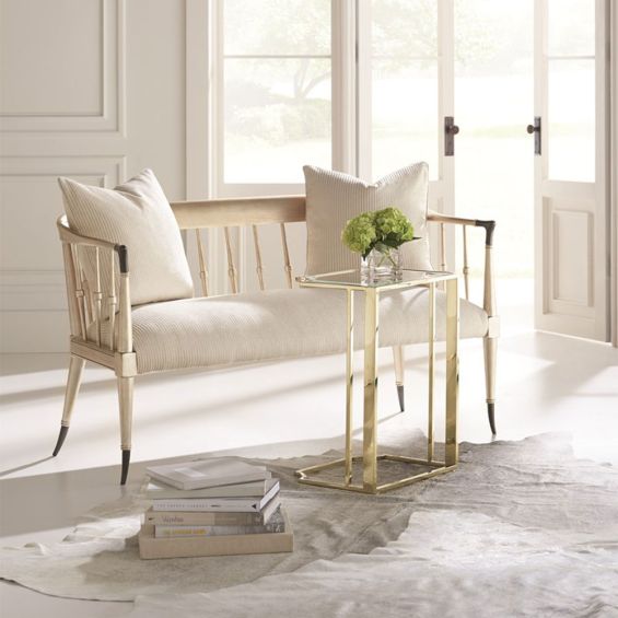 Glamorous gold side table with gorgeous glass top