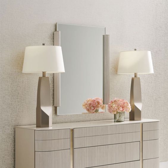 Contemporary and luxurious wall mirror with rounded frame on either sides