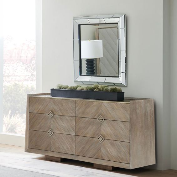 Striking wall mirror with bevelled mirror glass frame 