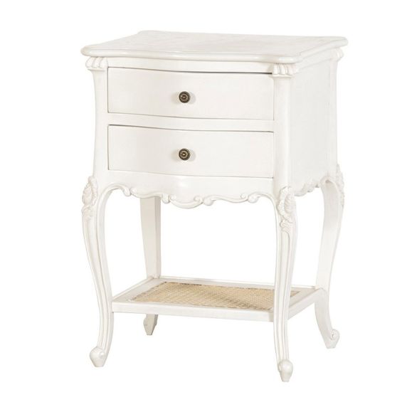 Classical White 2 Drawer Bedside with Shelf