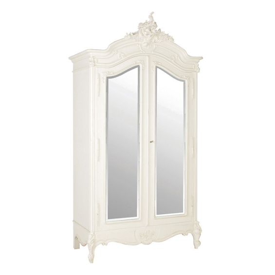 Classical White Mirrored Armoire