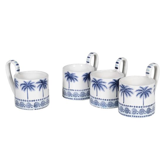 tropical blue painted mugs