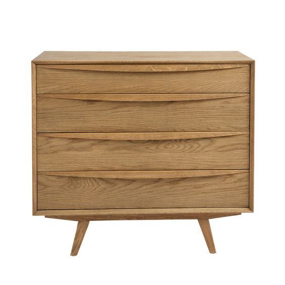 contemporary mid-century inspired weathered natural oak chest of drawers