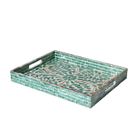 Chic turquoise frame with floral design inlay