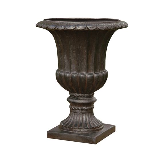 distressed iron effect garden urn 