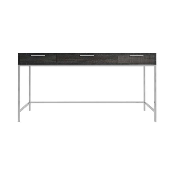 Sleek desk with three drawers and industrial influences