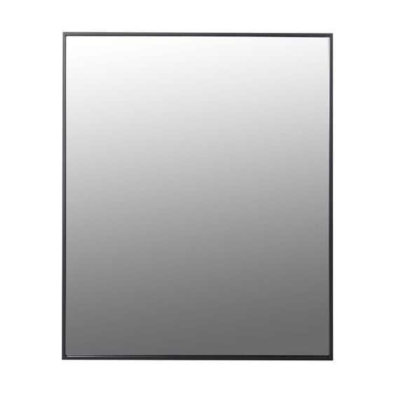 Black framed rectangular wall mirror
