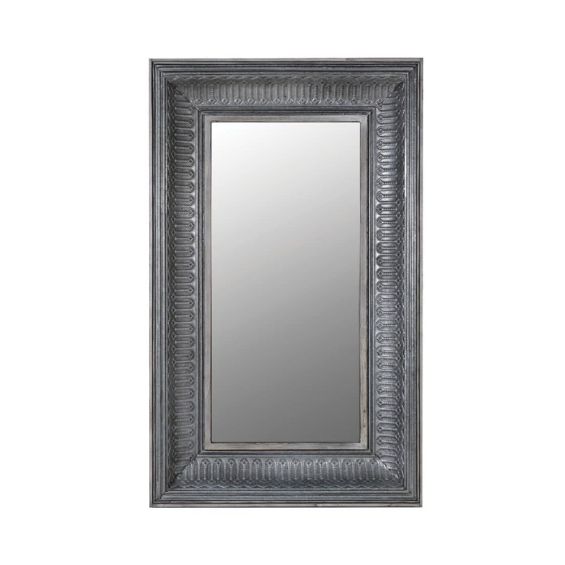 A luxurious embossed grey rectangular mirror