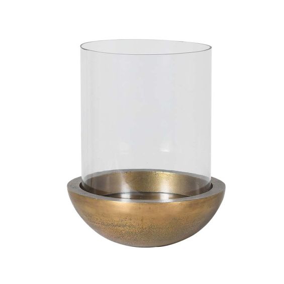A fabulous brass based hurricane in an ovular shape