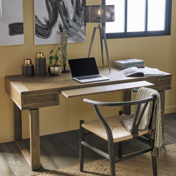 Contemporary natural oak wooden desk