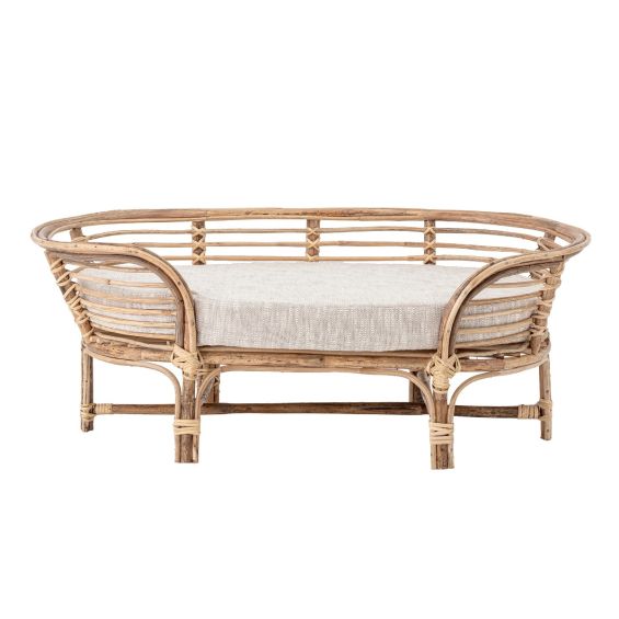 Natural cane dog bed with cotton cushioning