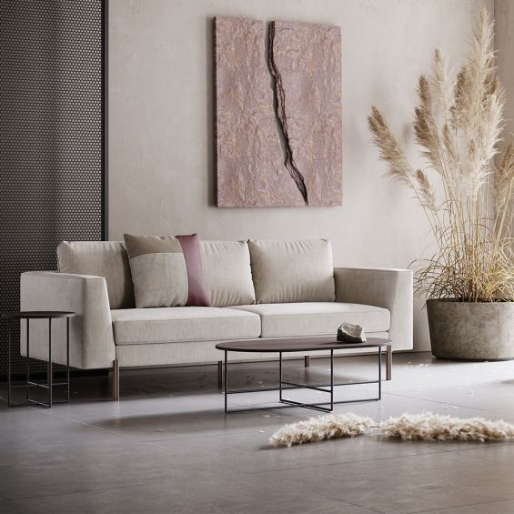 Luxury contemporary sofa with rose gold stainless steel legs 