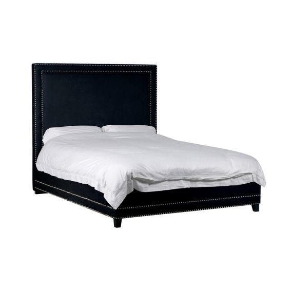 black velvet king size bed with chrome studding