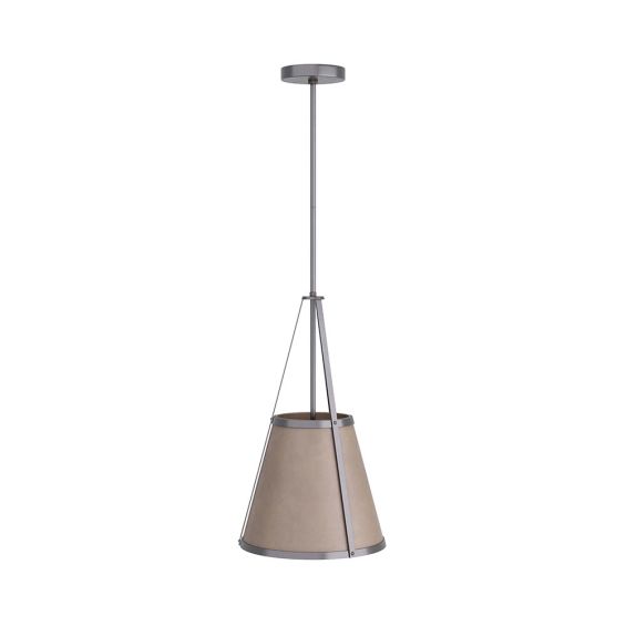 Taupe leather wrapped conical ceiling light 