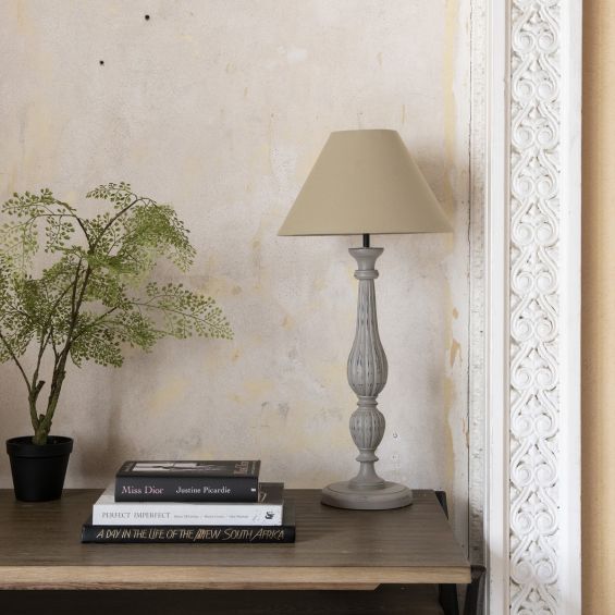 Shabby chic table lamp with stunning linen shade