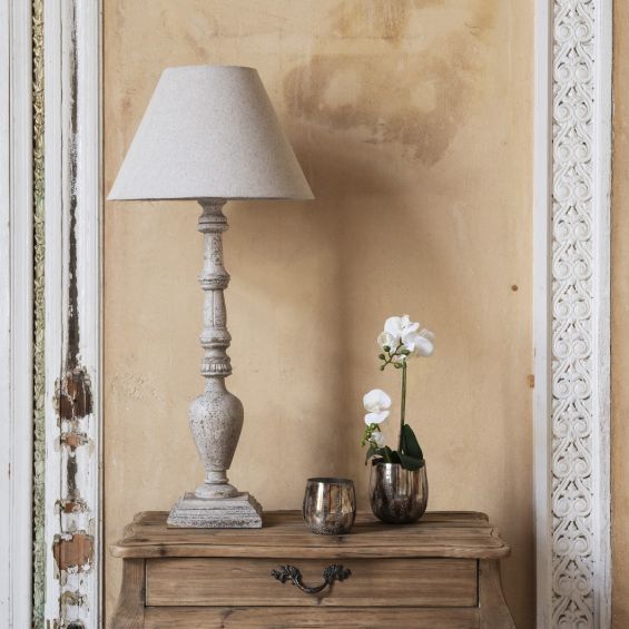 Vintage appeal side lamp with linen shade