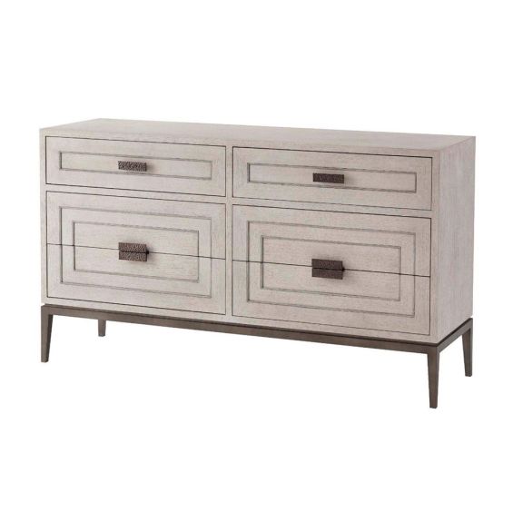 Modern, stylish 6 drawer unit with contrasting bronze accents