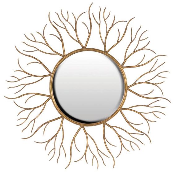 Gold Twigs Round Mirror