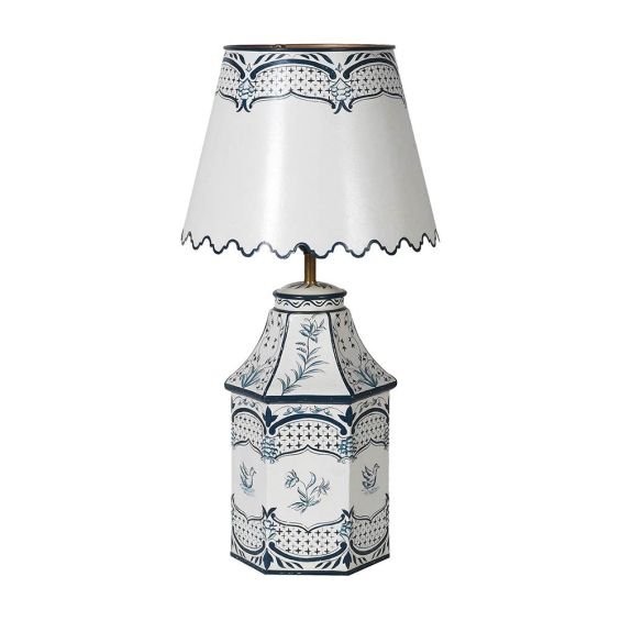 Ornate table lamp with blue motifs