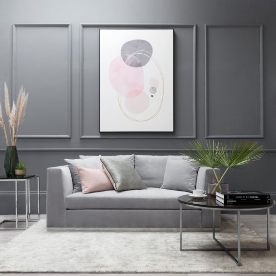 Contemporary style modern sofa with angular frame and silver effect plinth