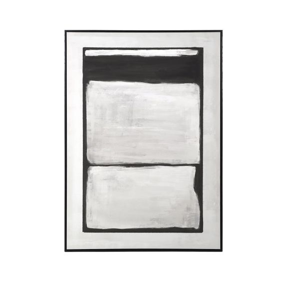 A minimal black and white abstract canvas print