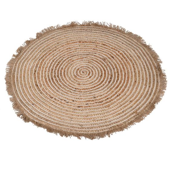 A luxurious jute and cotton round rug