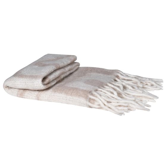 Cosy abstract beige and white throw