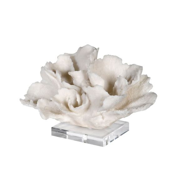white faux coral sculpture decorative accessories with a clear base 