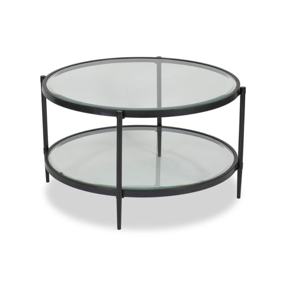 Adlon Coffee Table - Glass/Industrial Brown