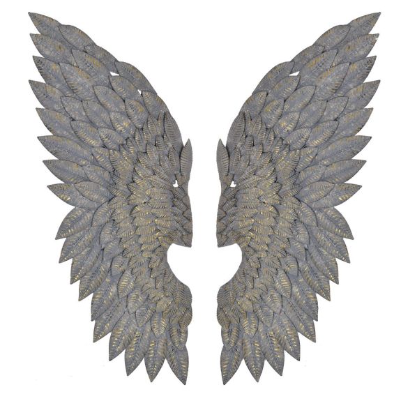 Grey Gilt Metal Angel Wings