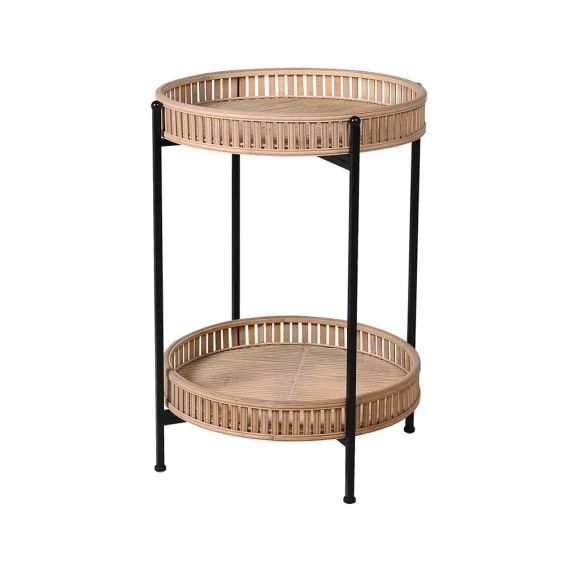 Decadent side table featuring two tray-like surfaces 