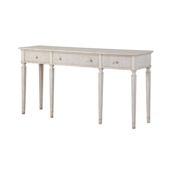 A luxurious distressed Gustavian ribbed console table