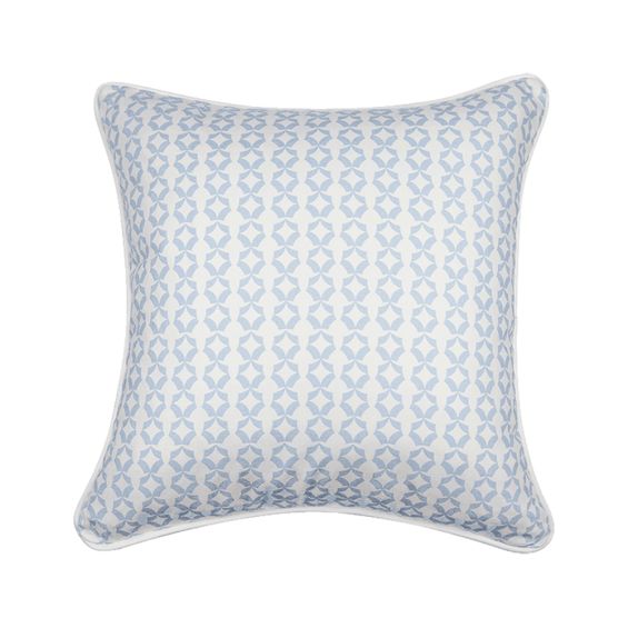 A lovely light blue cushion with a geometric design
