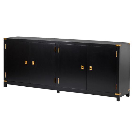 black sideboard with gold details