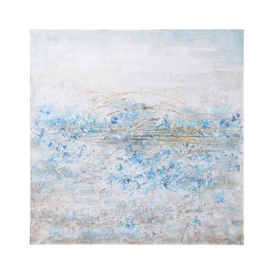 abstract canvas with blue, white, grey and gold tones 