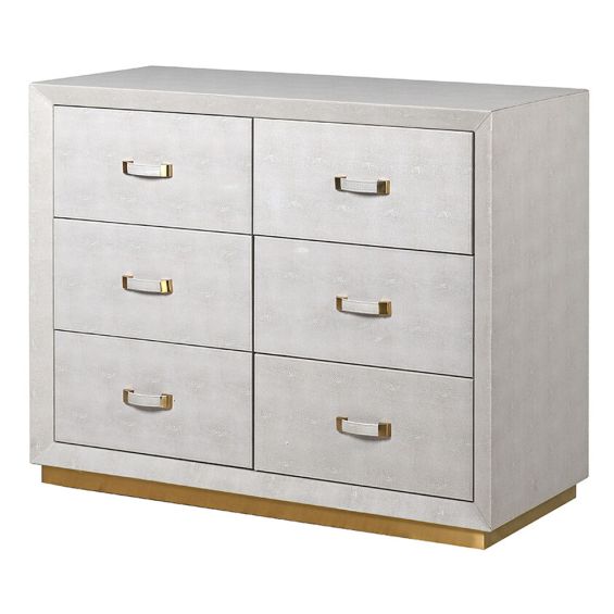 6 drawer chest with shagreen finish and gold details
