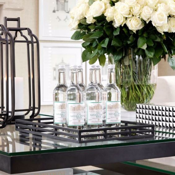 Glamorous matte black mirrored tray